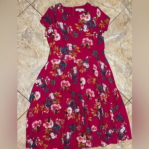 Loft Floral pleated dress